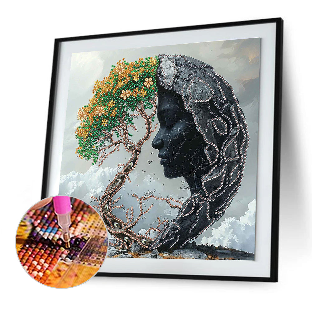 Abstract Art Woman - Special Shaped Drill Diamond Painting 30*30CM