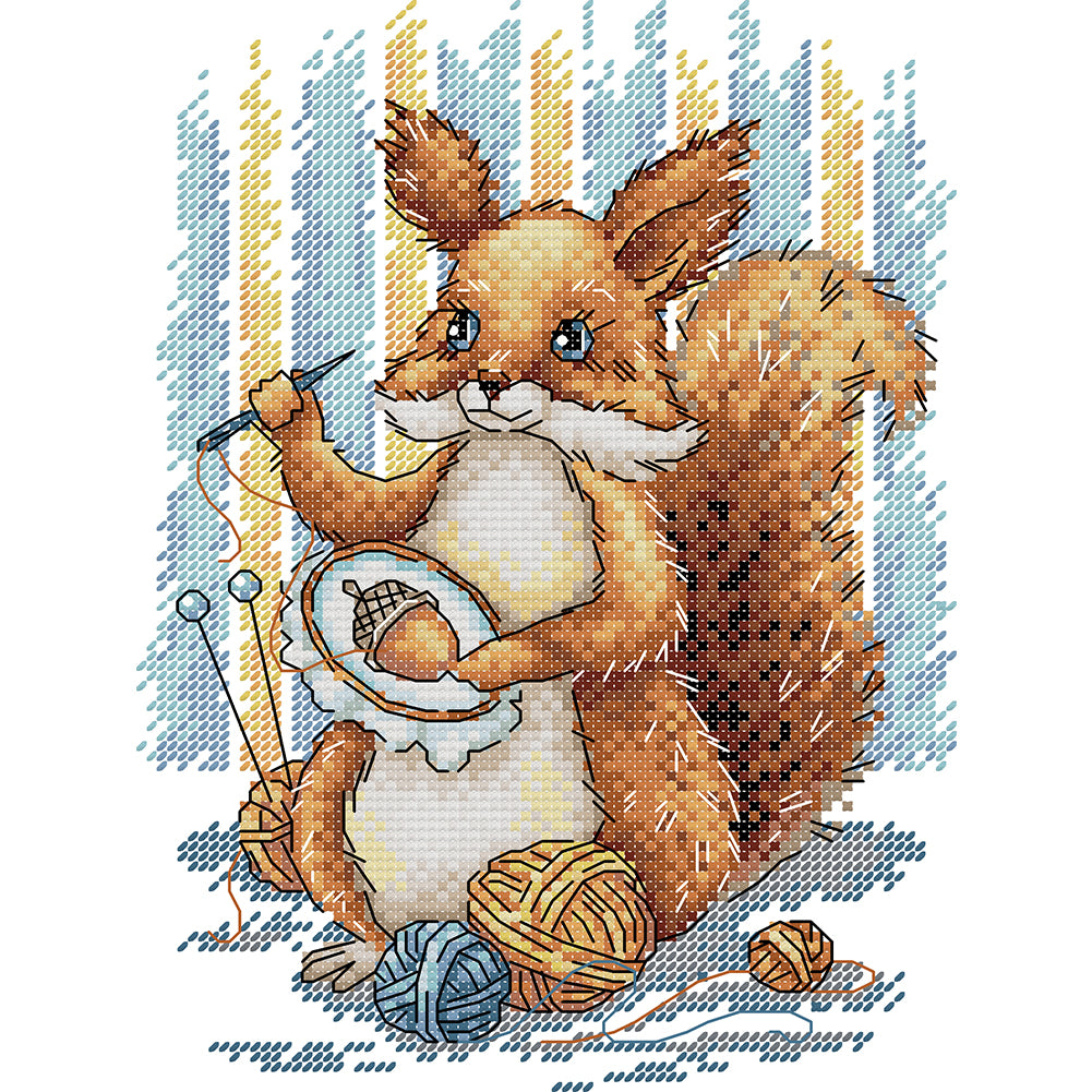 Embroidered Squirrel - 14CT Stamped Cross Stitch 19*27CM(Joy Sunday)