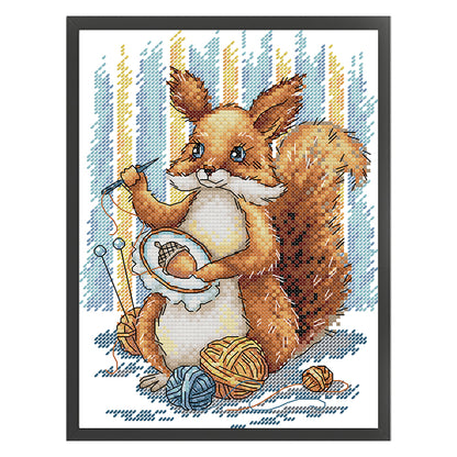Embroidered Squirrel - 14CT Stamped Cross Stitch 19*27CM(Joy Sunday)