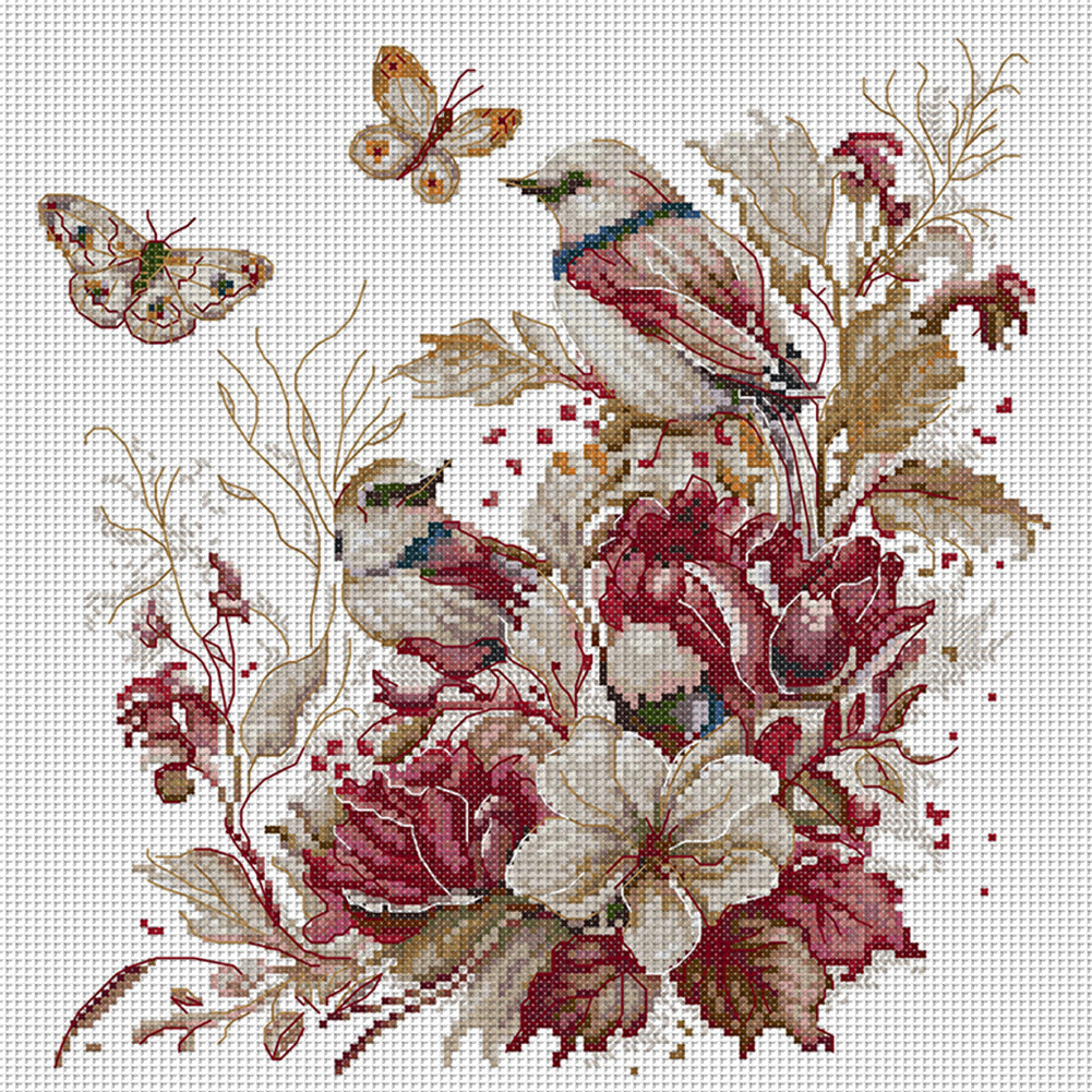 Autumn Bird - 14CT Stamped Cross Stitch 33*33CM(Joy Sunday)