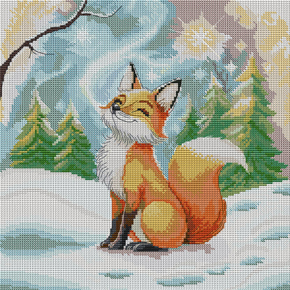 Little Fox In Winter - 14CT Stamped Cross Stitch 34*34CM(Joy Sunday)