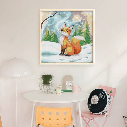 Little Fox In Winter - 14CT Stamped Cross Stitch 34*34CM(Joy Sunday)