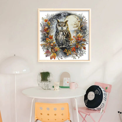 Autumn Night Owl - 14CT Stamped Cross Stitch 44*42CM(Joy Sunday)
