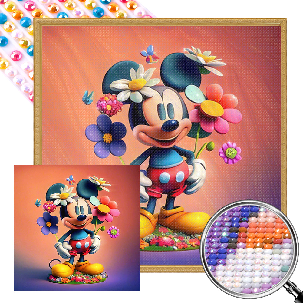 Flowers And Mickey - Full AB Round Drill Diamond Painting 40*40CM