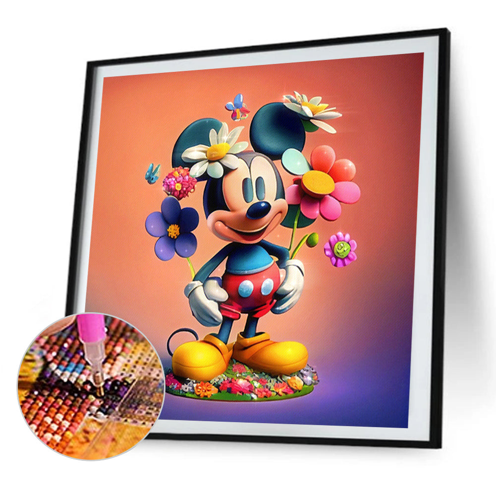 Flowers And Mickey - Full AB Round Drill Diamond Painting 40*40CM