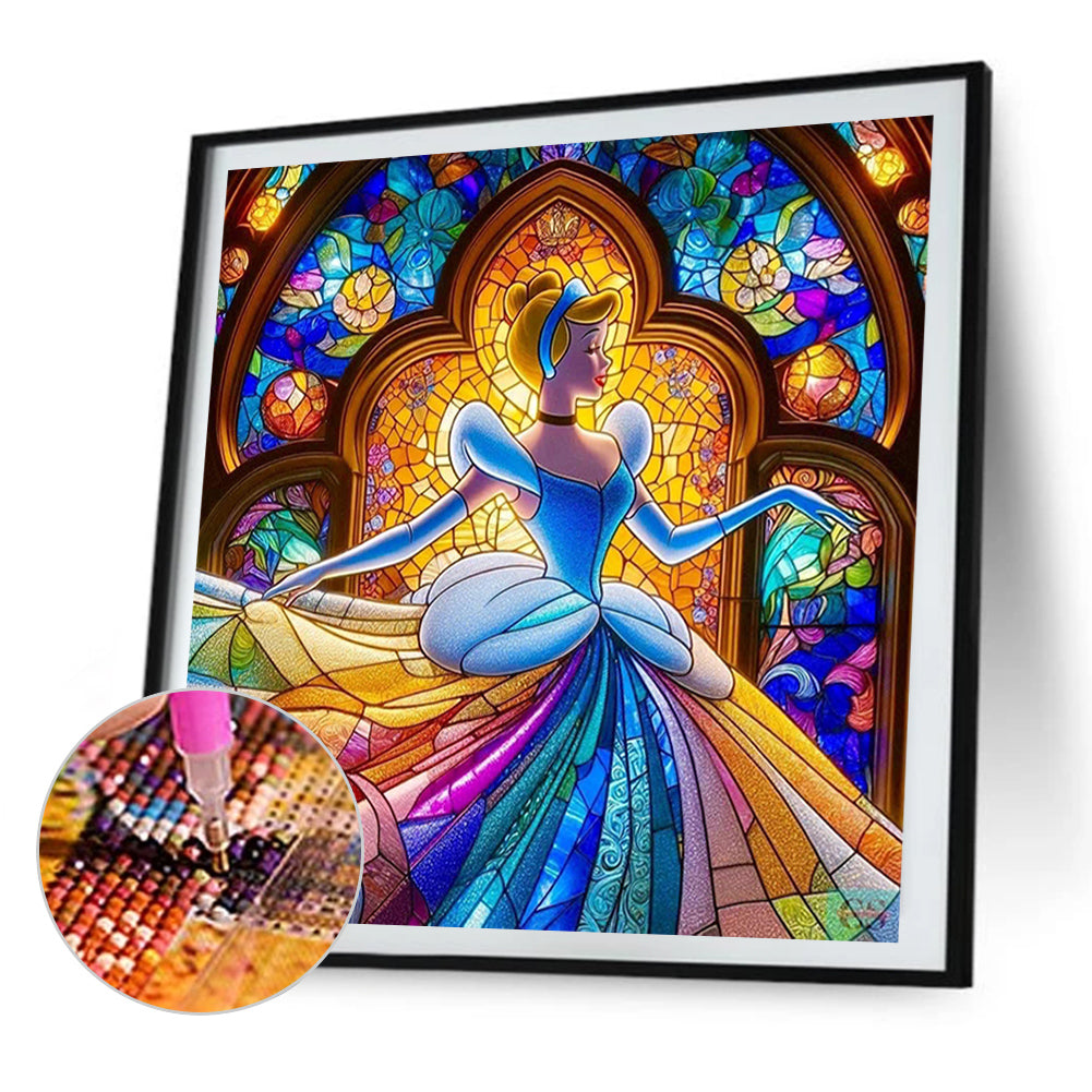 Cinderella Glass Painting - Full AB Round Drill Diamond Painting 40*40CM