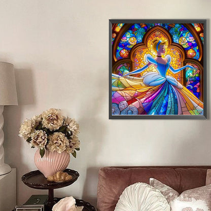 Cinderella Glass Painting - Full AB Round Drill Diamond Painting 40*40CM