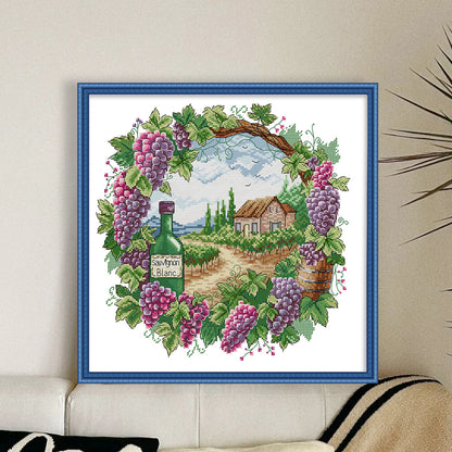 Summer Scene In Wreath - 14CT Stamped Cross Stitch 38*36CM(Joy Sunday)