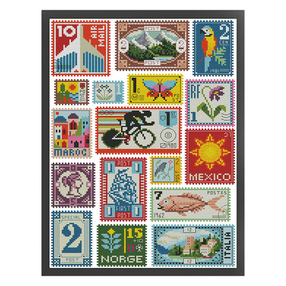 Small Stamp Collection - 14CT Stamped Cross Stitch 30*41CM(Joy Sunday)