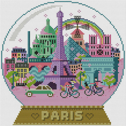 Paris Scenery In The Crystal Ball - 14CT Stamped Cross Stitch 27*28CM(Joy Sunday)