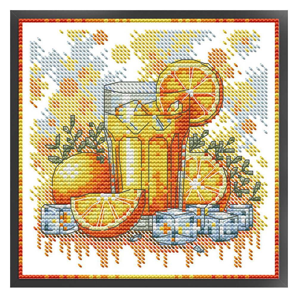 Vitamin C Drink - 14CT Stamped Cross Stitch 17*17CM(Joy Sunday)