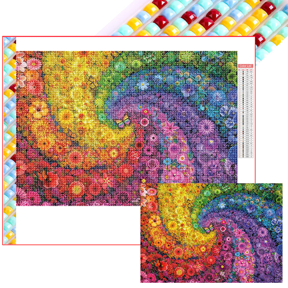 Flower Swirl - Full Square Drill Diamond Painting 50*35CM