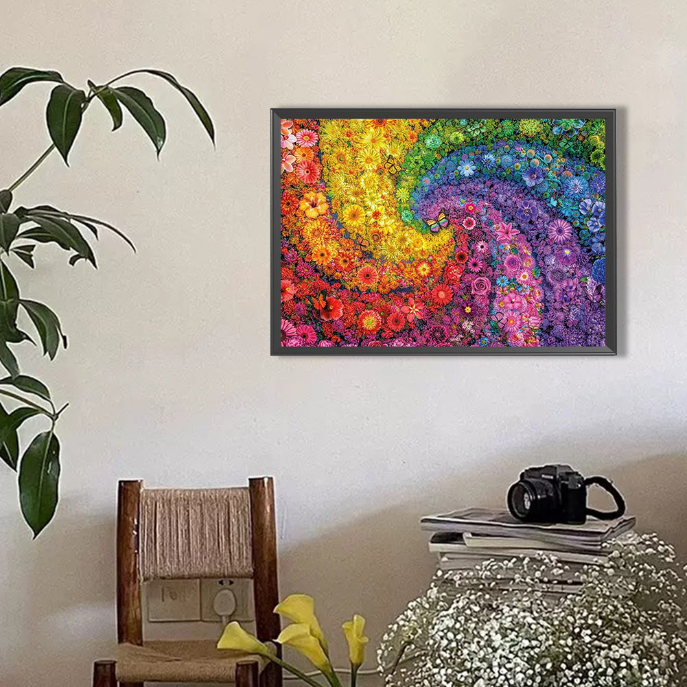Flower Swirl - Full Square Drill Diamond Painting 50*35CM