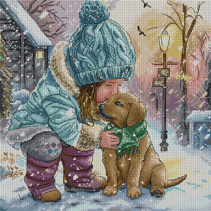 Winter With Good Friends - 14CT Stamped Cross Stitch 39*38CM(Joy Sunday)