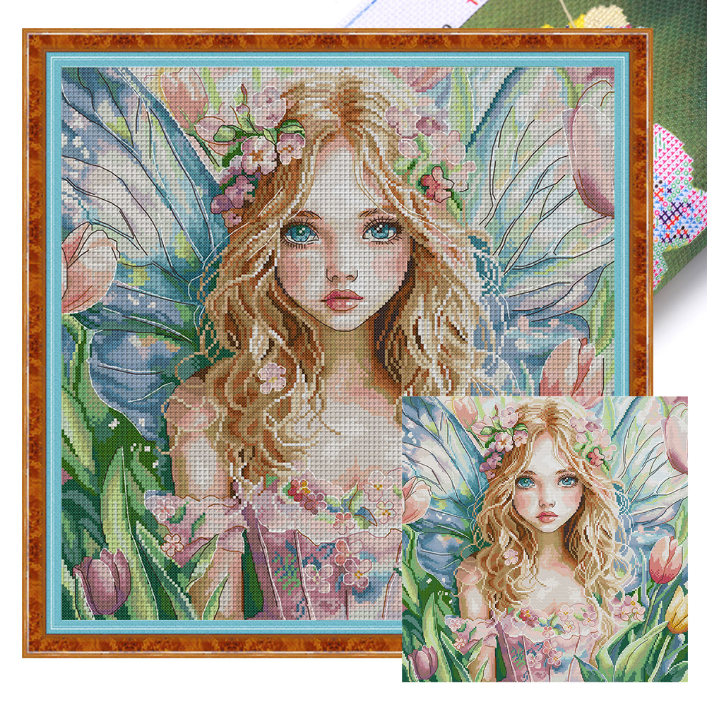 Butterfly Fairy 16 - 14CT Stamped Cross Stitch 44*44CM(Joy Sunday)
