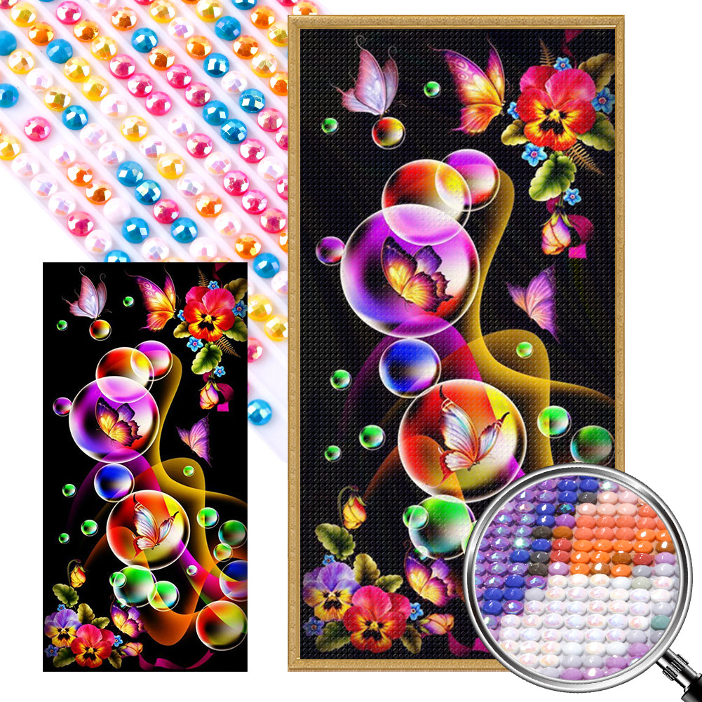 2 Pcs Flowers - Full AB Round Drill Diamond Painting 40*80CM