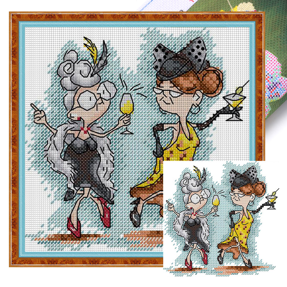 Two Old Naughty Boys 2 - 14CT Stamped Cross Stitch 17*17CM(Joy Sunday)