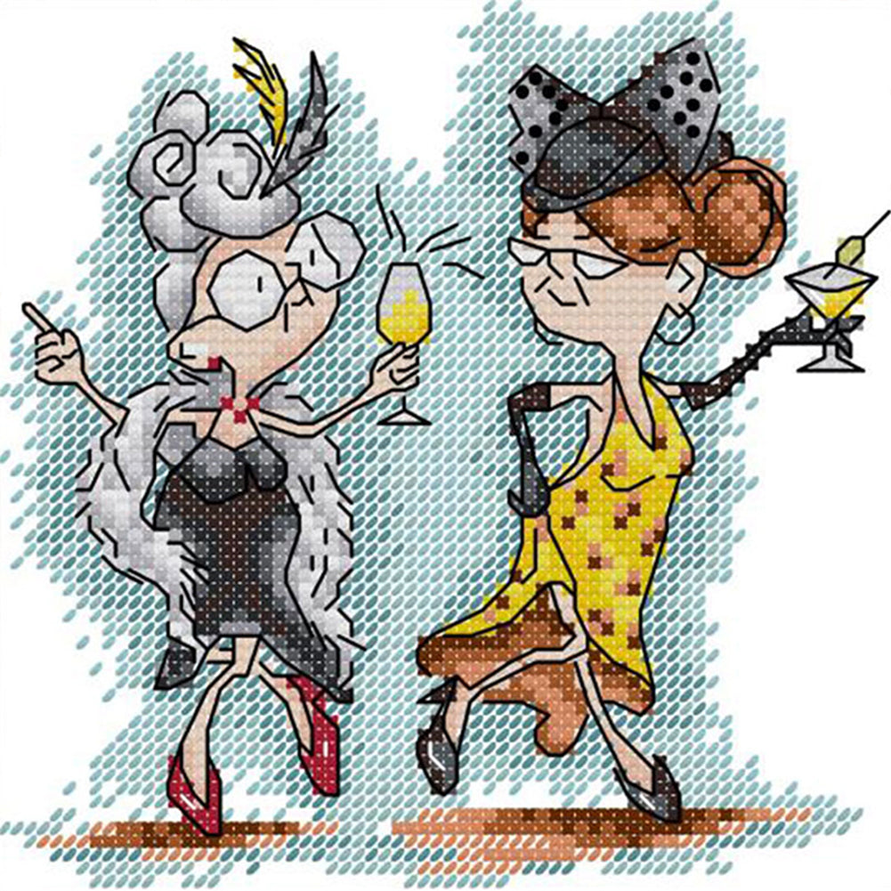 Two Old Naughty Boys 2 - 14CT Stamped Cross Stitch 17*17CM(Joy Sunday)