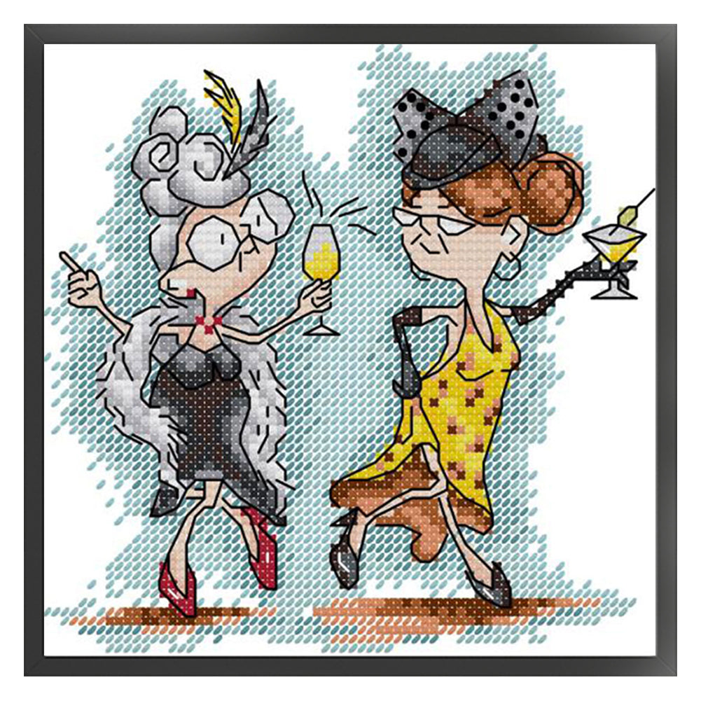 Two Old Naughty Boys 2 - 14CT Stamped Cross Stitch 17*17CM(Joy Sunday)
