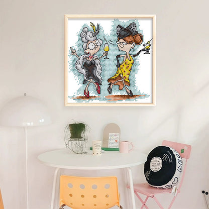 Two Old Naughty Boys 2 - 14CT Stamped Cross Stitch 17*17CM(Joy Sunday)