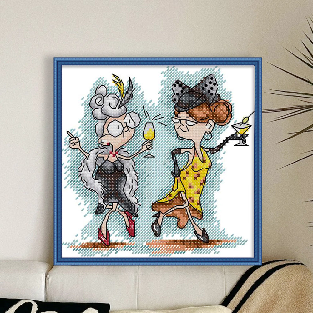 Two Old Naughty Boys 2 - 14CT Stamped Cross Stitch 17*17CM(Joy Sunday)