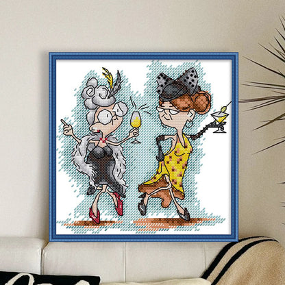 Two Old Naughty Boys 2 - 14CT Stamped Cross Stitch 17*17CM(Joy Sunday)
