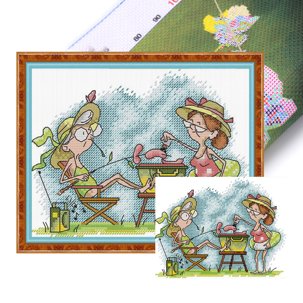 Two Old Naughty Boys 4 - 14CT Stamped Cross Stitch 21*17CM(Joy Sunday)