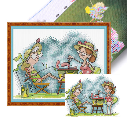 Two Old Naughty Boys 4 - 14CT Stamped Cross Stitch 21*17CM(Joy Sunday)