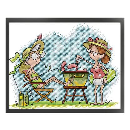 Two Old Naughty Boys 4 - 14CT Stamped Cross Stitch 21*17CM(Joy Sunday)