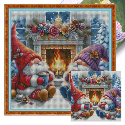 Dwarfs By The Fireplace - 14CT Stamped Cross Stitch 70*70CM(Fairy Brand)