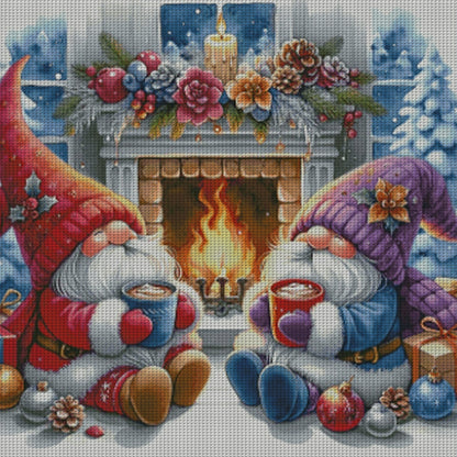 Dwarfs By The Fireplace - 14CT Stamped Cross Stitch 70*70CM(Fairy Brand)