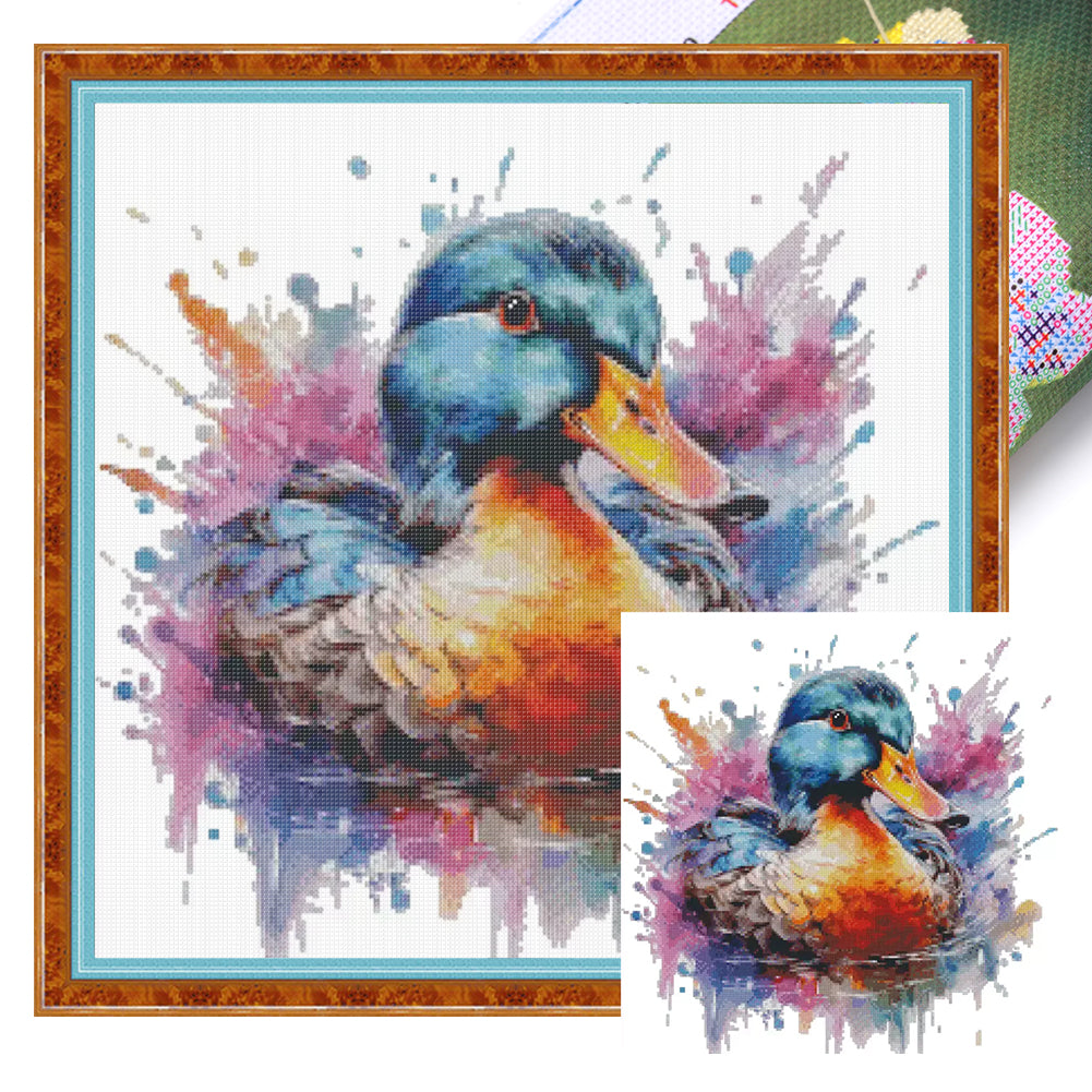 Watercolor Duckling - 14CT Stamped Cross Stitch 50*50CM(Fairy Brand)