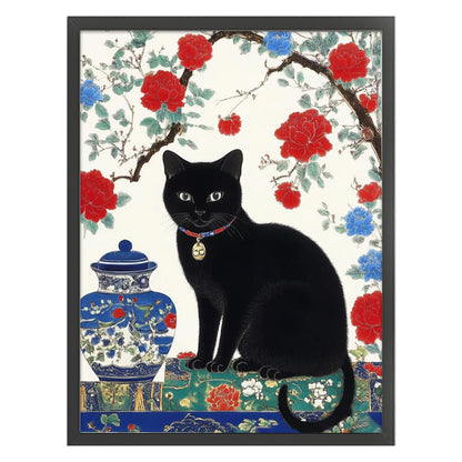 Japanese Black Cat - 11CT Stamped Cross Stitch 45*60CM