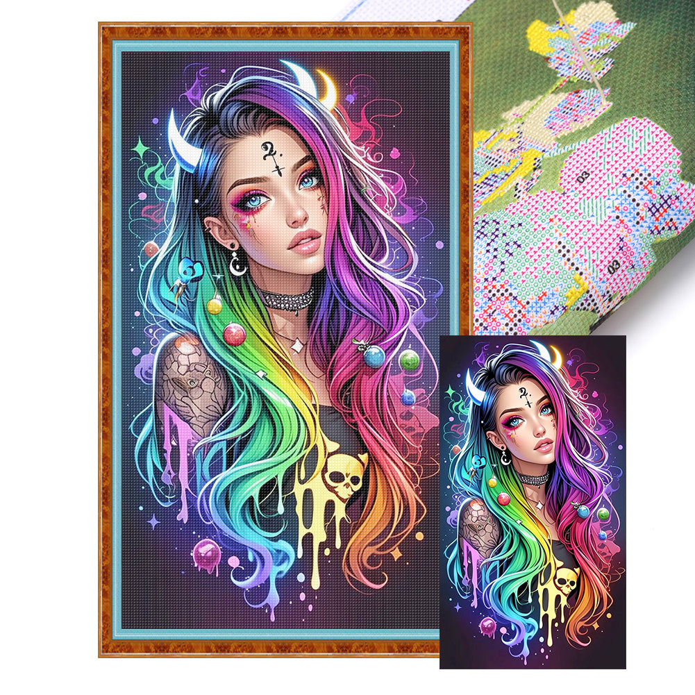 Cool Girl - 11CT Stamped Cross Stitch 40*70CM