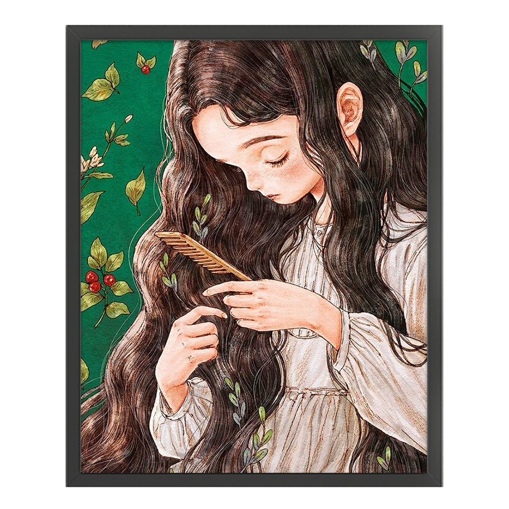 Forest Girl Combing Hair - 11CT Stamped Cross Stitch 50*60CM