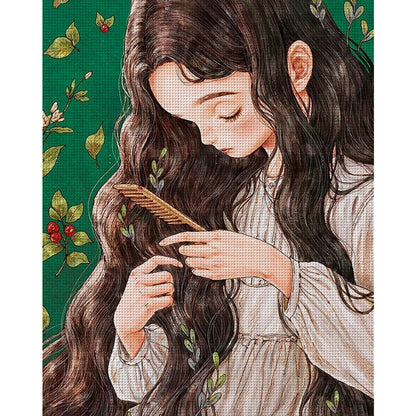 Forest Girl Combing Hair - 11CT Stamped Cross Stitch 50*60CM