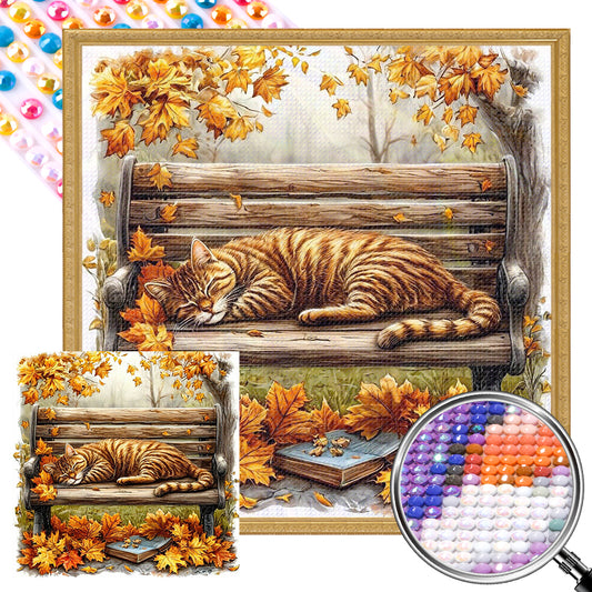 Autumn Kitten - Full AB Round Drill Diamond Painting 40*40CM