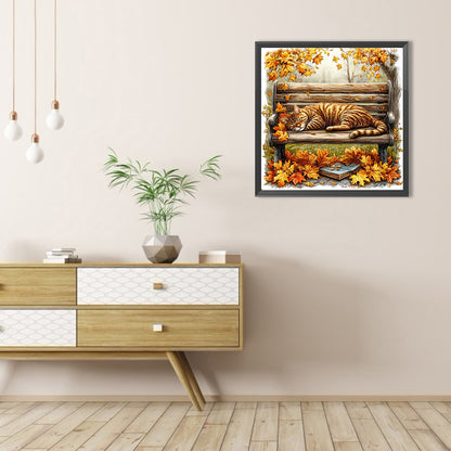 Autumn Kitten - Full AB Round Drill Diamond Painting 40*40CM