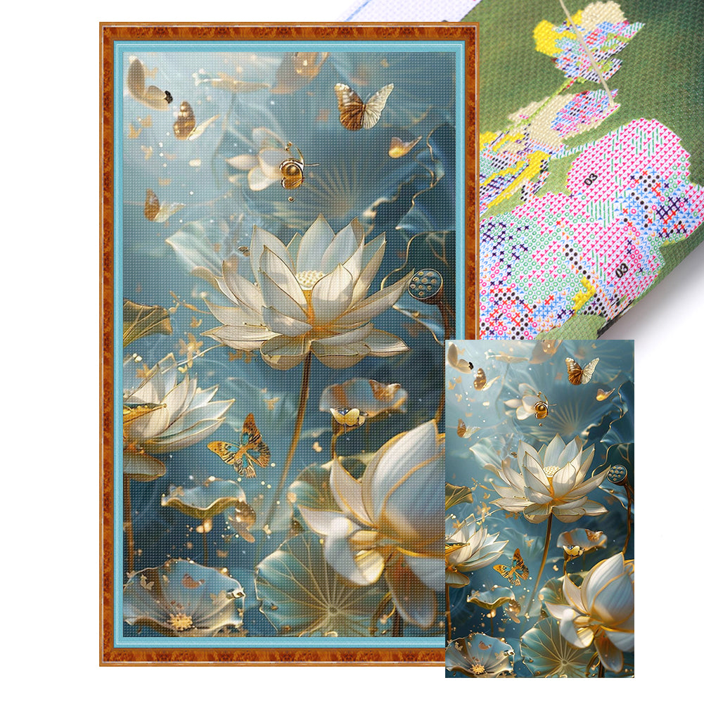 Lotus - 11CT Stamped Cross Stitch 40*70CM