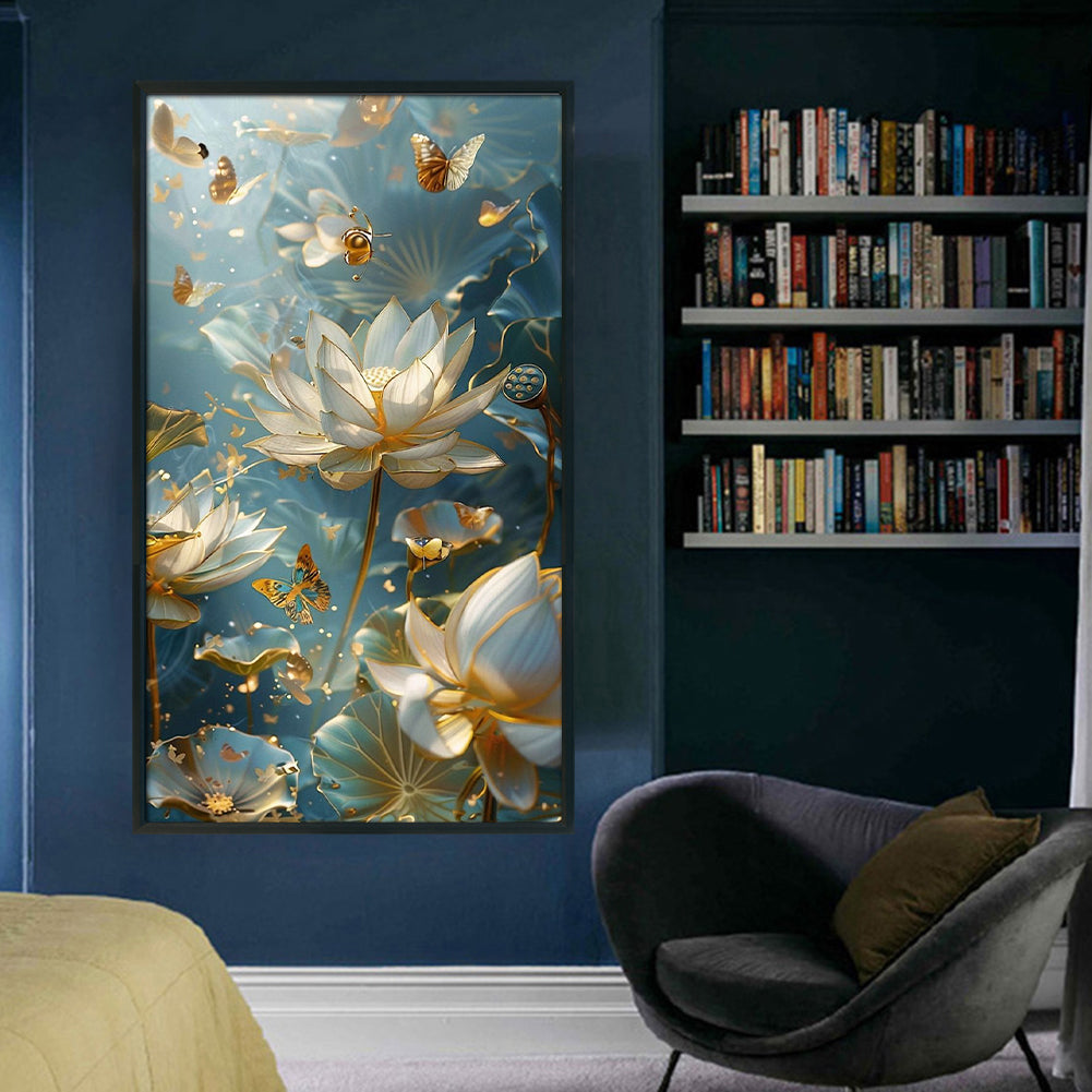 Lotus - 11CT Stamped Cross Stitch 40*70CM