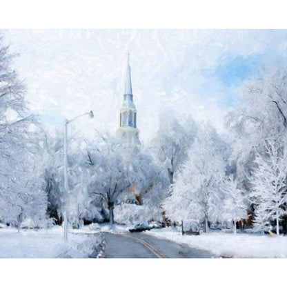 Snowy Scenery - Full AB Round Drill Diamond Painting 50*40CM