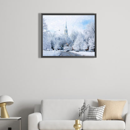 Snowy Scenery - Full AB Round Drill Diamond Painting 50*40CM
