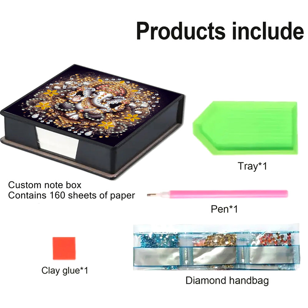 Leather 5D Diamond Painting Kit Note Box Diamond Art Notepad Box for Home Office