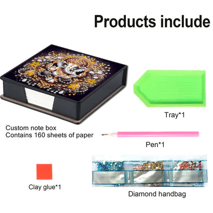 Leather 5D Diamond Painting Kit Note Box Diamond Art Notepad Box for Home Office