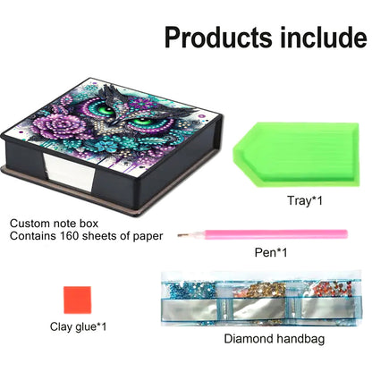 Leather 5D Diamond Painting Kit Note Box Diamond Art Notepad Box for Home Office