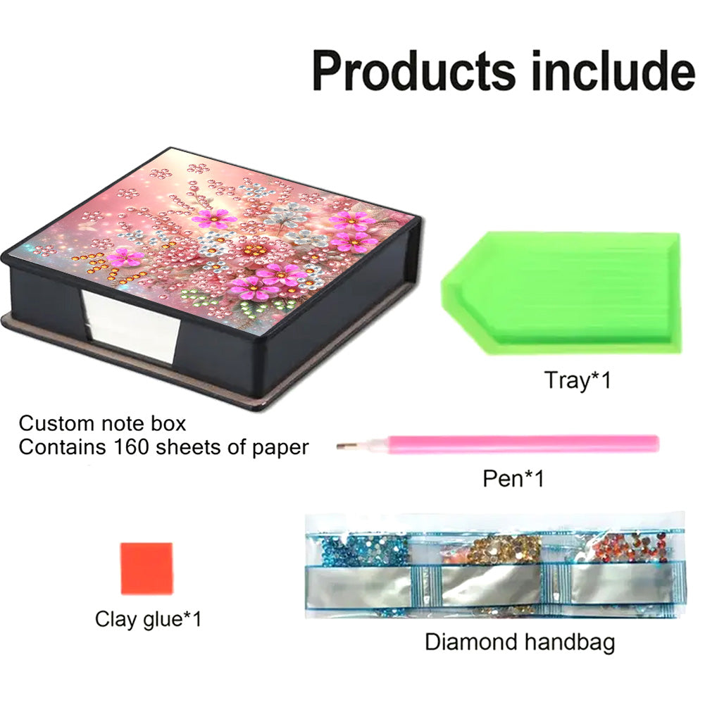 Leather 5D Diamond Painting Kit Note Box Diamond Art Notepad Box for Home Office