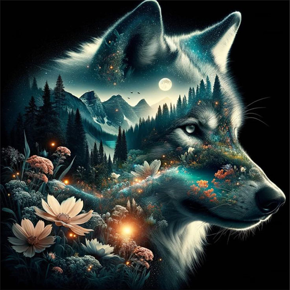 Silhouette - Wolf - 11CT Stamped Cross Stitch 40*40CM