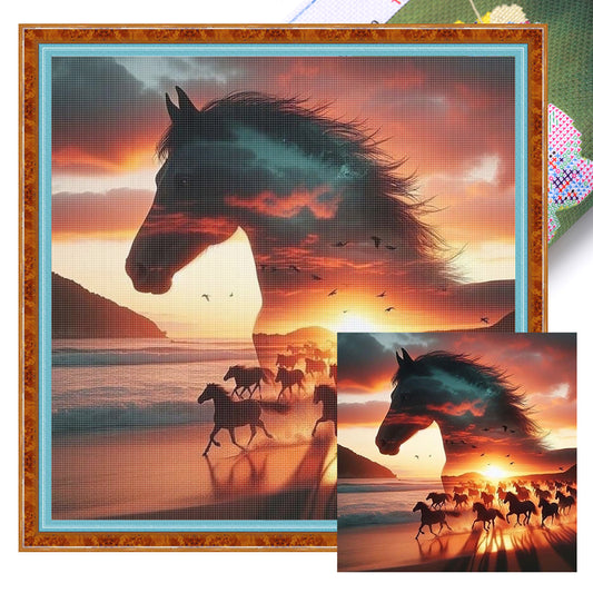 Silhouette - Horse - 11CT Stamped Cross Stitch 40*40CM