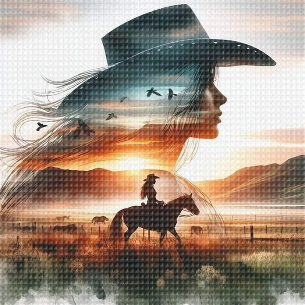 Silhouette - Cowgirl - 11CT Stamped Cross Stitch 40*40CM