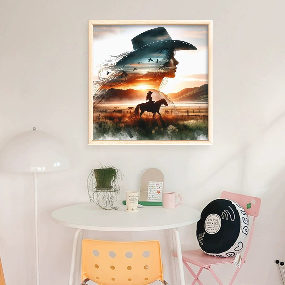 Silhouette - Cowgirl - 11CT Stamped Cross Stitch 40*40CM